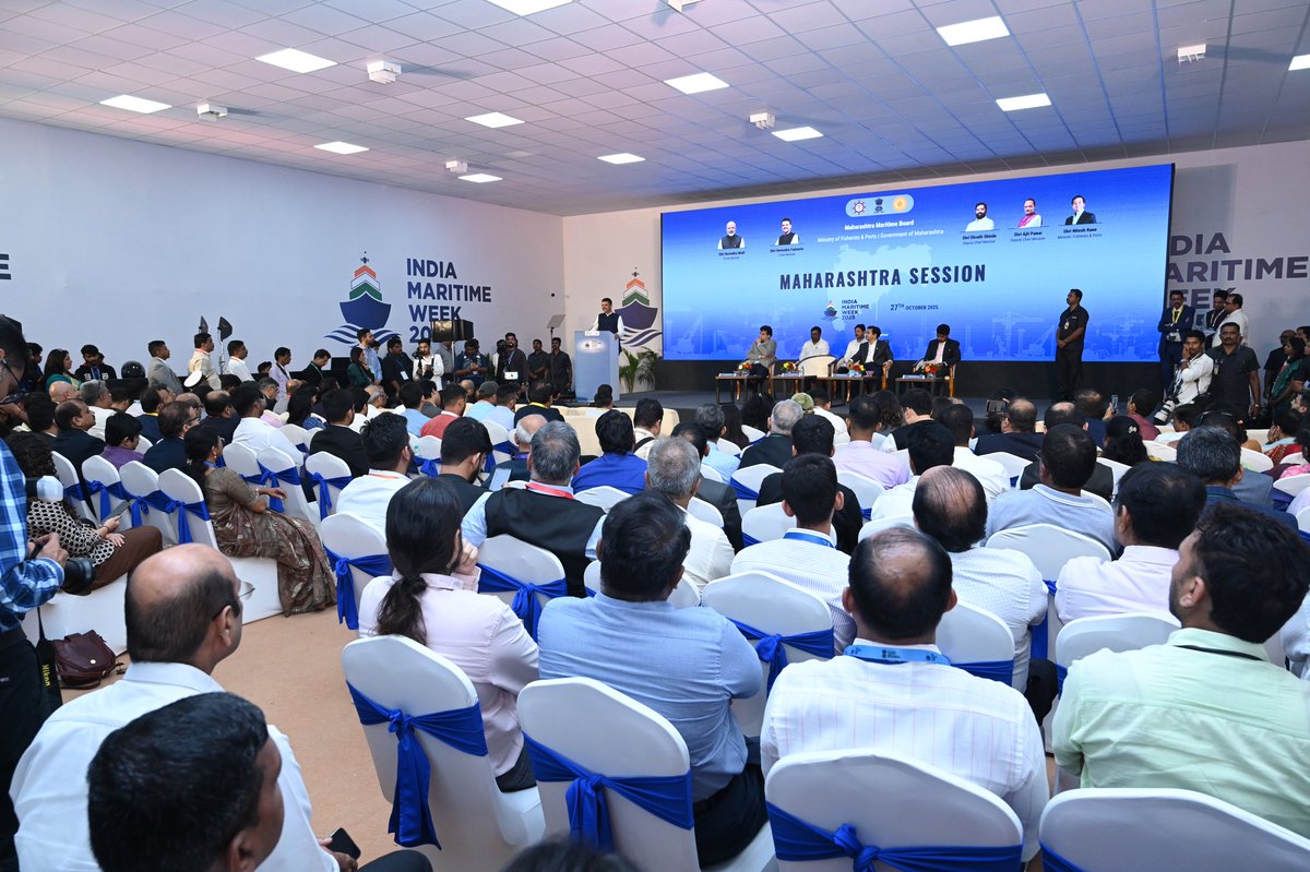 NiteshNRane's tweet photo. 📍 27th October 2025 | NESCO, Goregaon, Mumbai 

Today, during the “Maharashtra Session” organized under INDIA MARITIME WEEK 2025, in the august presence of Hon’ble Chief Minister Shri Devendra Fadnavis, a total of 15 Memorandums of Understanding (MoUs) worth approximately ₹56,000 crore were signed with the Maharashtra Maritime Board. 

This is a moment of great pride for Maharashtra. These MoUs will bring massive investments into the state’s shipbuilding, passenger water transport, marine tourism, and fisheries sectors, creating thousands of new employment opportunities. 

As the Minister for Fisheries and Ports, I am truly delighted that today’s agreements will provide a strong boost to the coastal fisheries community and the maritime industry. Our continuous efforts to place Maharashtra at the center of India’s maritime growth are now becoming a reality. 

Under the visionary leadership of Hon’ble Chief Minister Shri Devendra Fadnavis, Maharashtra is poised to lead the nation in maritime trade and industrial growth. 

The event was graced by Mr. Sanjay Sethi, Additional Chief Secretary, Ports Department, Mr. P. Pradeep, CEO of Maharashtra Maritime Board, and representatives from various participating companies. 

Details of the MoUs and Investments: 

1. Adani Ports and Special Economic Zone Ltd. — Development of Dighi Port and allied infrastructure as a mega port; proposed investment of ₹42,500 crore. 

2. JSW Infrastructure Ltd. — Expansion of existing ports at Jaigarh and Dharamtar; investment of ₹3,709 crore. 

3. Chowgule & Company Pvt. Ltd. — Shipbuilding, ship repair, rig repair, offshore, and energy project development; investment of ₹5,000 crore. 

4. Synergy Shipbuilders & Dock Works Ltd. — Establishment of shipyard for shipbuilding, repair, and recycling; investment of ₹1,000 crore. 

5. Goa Shipyard Ltd. — Shipbuilding, ship repair, and recycling shipyard project; investment of ₹2,000 crore. 

6. Indian Institute of Technology (IIT) Bombay — Establishment of a Centre of Excellence for research and development in ship design and construction. 

7. IIT Bombay — Setting up training facilities in marine engineering and maritime infrastructure. 

8. IIT Bombay — Capacity building and skill development programs for employees of the Maharashtra Maritime Board. 

9. Knowledge Marine & Engineering Works Ltd. — Shipbuilding and ship repair shipyard project; investment of ₹250 crore. 

10. TSA Enterprises Pvt. Ltd. — Container Freight Station (CFS), shipyard, and floatel project at Vadhavan Port; investment of ₹500 crore. 

11. Candela Technology AB (Sweden) — Establishment of shipyard for manufacturing passenger water transport vessels. 

12. Abu Dhabi Ports Group (UAE) — MoU to enhance maritime cooperation between Maharashtra and the United Arab Emirates. 

13. Atal Turnkey Projects (Netherlands) — MoU to promote maritime collaboration between Maharashtra and the Netherlands; investment of ₹1,000 crore. 

14. Echandia Marine AB — Setting up marine battery energy storage system assembly and production facilities for tugboats; investment of ₹10 crore. 

15. Mumbai Port Authority — Collaboration to strengthen passenger water transport within the Mumbai Metropolitan Region. 

@imw_gov @mahamaritime1 @CMOMaharashtra @Dev_Fadnavis

#IndiaMaritimeWeek2025 #MaharashtraMaritime #BlueEconomy #DevendraFadnavis #NiteshRane