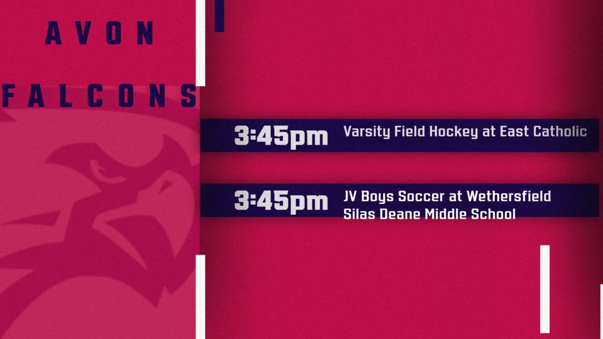 Athletic event schedule for today. Go Falcons!