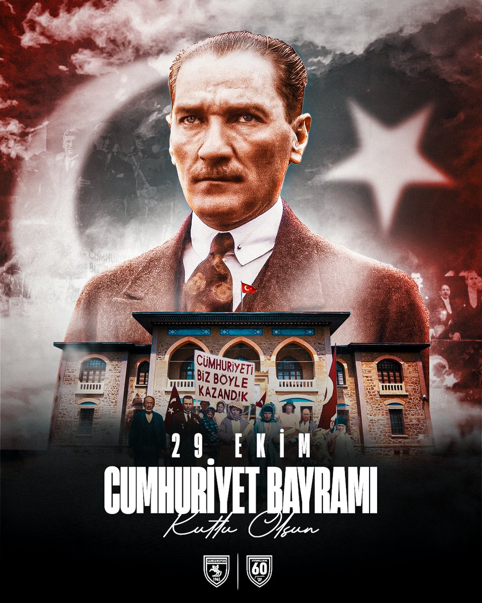 Reeder Samsunspor 🇹🇷 (@samsunspor) on Twitter photo Ulu Önder Gazi Mustafa Kemal Atatürk’ün bizlere en büyük armağanı ve emaneti Cumhuriyetimizin 102. yaşı kutlu olsun!
Kurtuluş mücadelemizin ilk adımının atıldığı şehrimizden doğan #AtatürklüArma Samsunspor olarak, daima Atatürk’ün izinde… daima Cumhuriyetleyiz…
Yaşasın Ulu Önder Gazi Mustafa Kemal Atatürk’ün bizlere en büyük armağanı ve emaneti Cumhuriyetimizin 102. yaşı kutlu olsun!
Kurtuluş mücadelemizin ilk adımının atıldığı şehrimizden doğan #AtatürklüArma Samsunspor olarak, daima Atatürk’ün izinde… daima Cumhuriyetleyiz…
Yaşasın