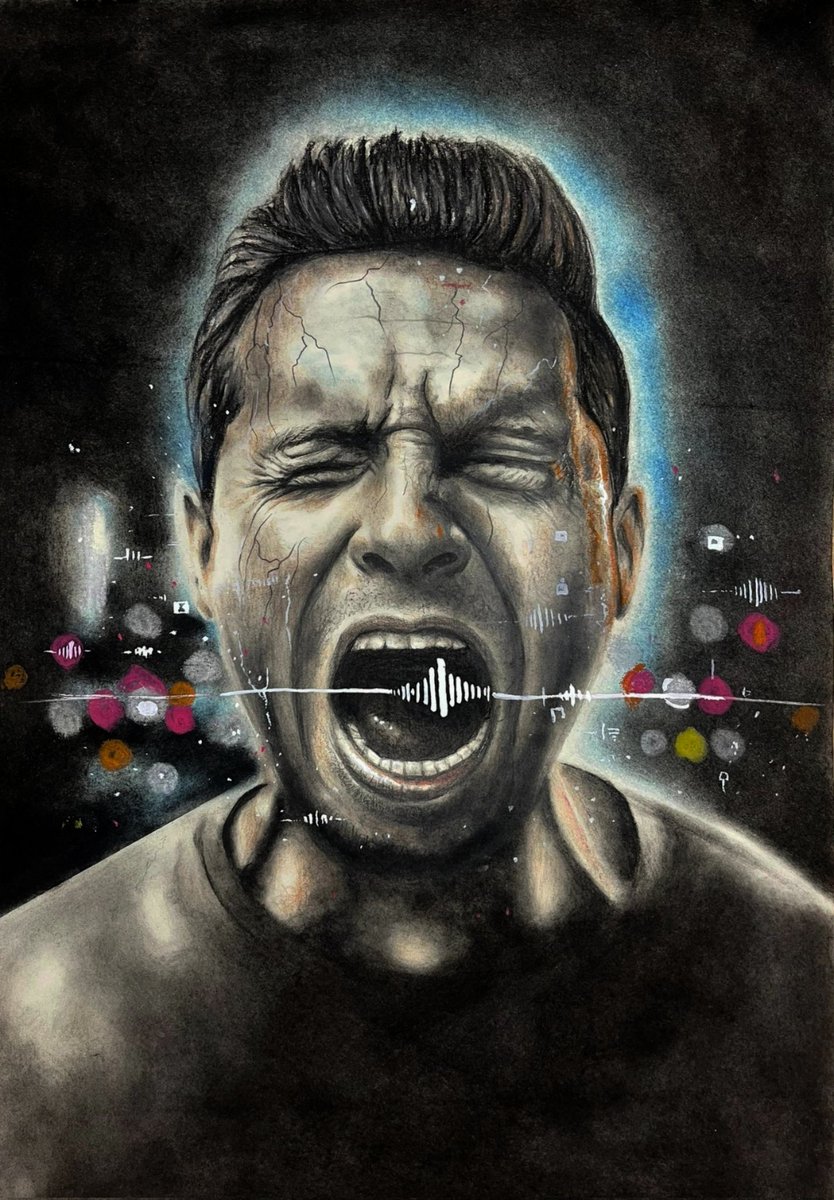 hamid_tna's tweet image. Hi dear @web_horizons
Our November #OpenCall, “Noise"
When the internal volume reaches breaking point. 🔊 My charcoal and plaster work, "Internal Noise," embodies the physical reality of sensory overload. The body doesn't just hear sound_ it becomes a conduit for it.
#Gallery 34