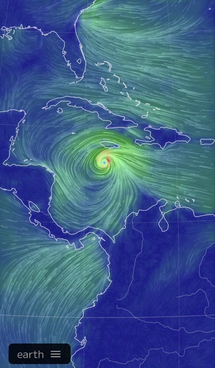 Hurricane Melissa strengthens to a category 5 storm as it approaches Jamaica. 

earth.nullschool.net/#current/wind/… #hurricanemelissa
