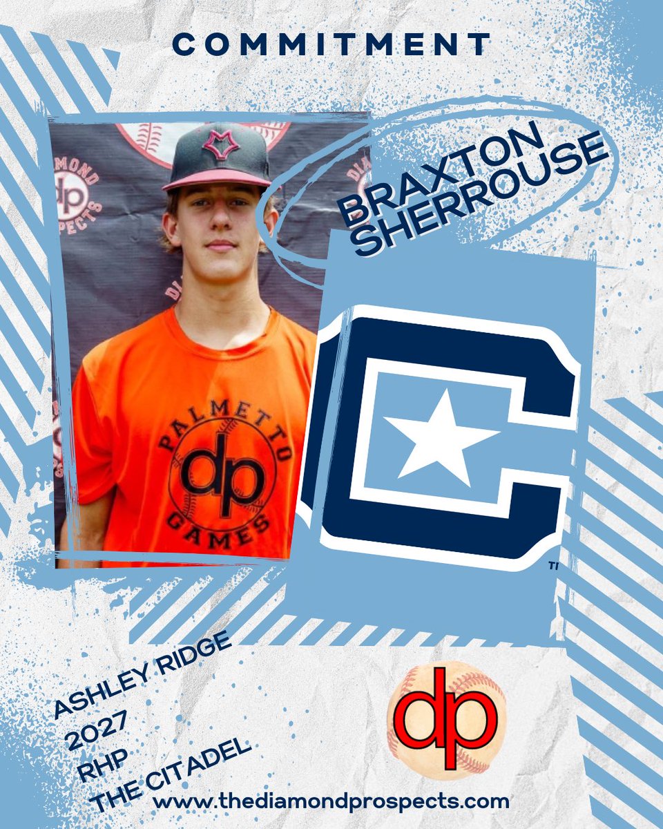 This weekend, 2027 RHP Braxton Sherrouse of Ashley Ridge HS made a commitment to play college baseball at The Citadel.