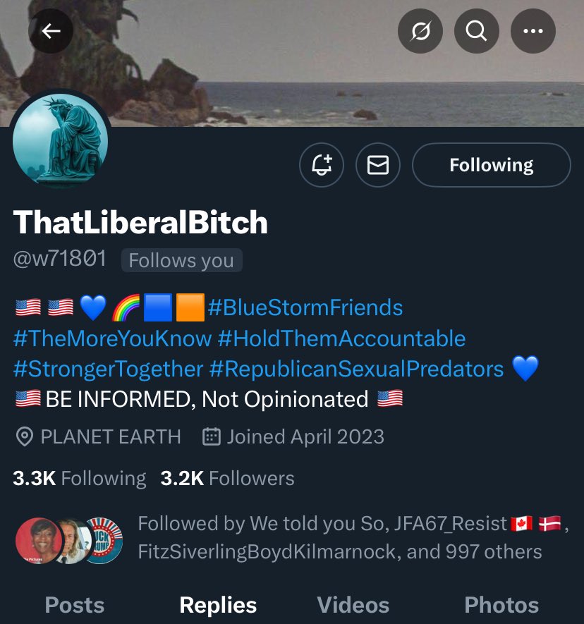 FAM, are you able to help with a Resister Boost? <a href="/w71801/">ThatLiberalBitch</a>
#StrongerTogether🗽
#TheFAM
🇺🇸🌊🙏🏾✌️🏾💙