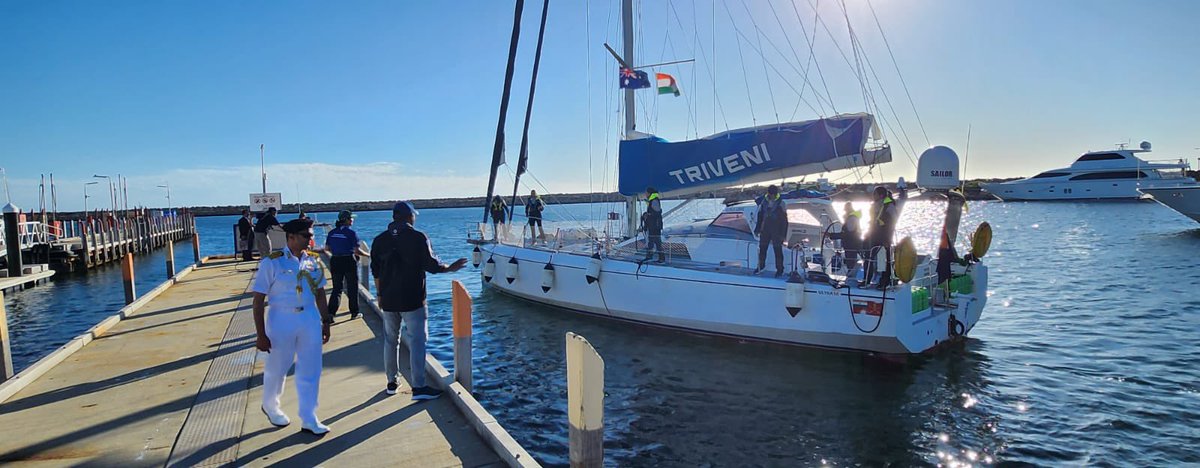 IA_SportsAdvntr's tweet image. Samudra Pradakshina — Courage Beyond Borders

From the Gateway of India to the Port of Fremantle, IASV Triveni sails proudly under the banner of #SamudraPradakshina!
A voyage of courage, endurance &amp;amp; unity symbolising #TriService integration on the high seas.

Received by Consul…