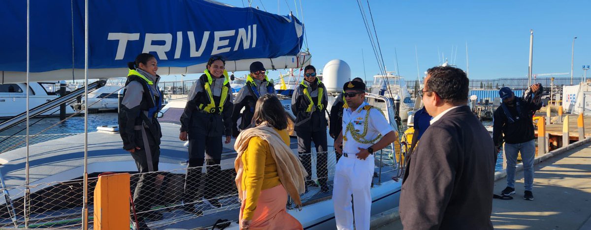 IA_SportsAdvntr's tweet image. Samudra Pradakshina — Courage Beyond Borders

From the Gateway of India to the Port of Fremantle, IASV Triveni sails proudly under the banner of #SamudraPradakshina!
A voyage of courage, endurance &amp;amp; unity symbolising #TriService integration on the high seas.

Received by Consul…