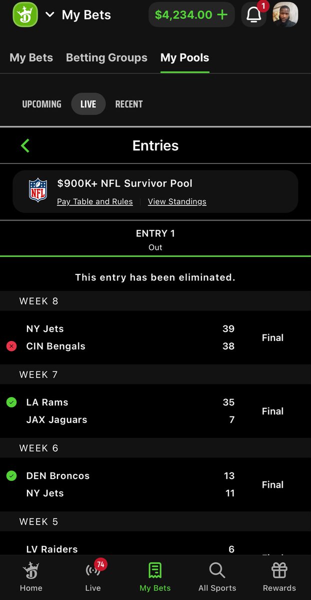 PlusMoneyRick's tweet photo. NFL Week 8 Recap 🚨

🐳 play cashed again 
🐳 play chargers ✅
🐳plays are 8-3 on the season 

Lost my survivor entry with the Bengals 
Made a decent profit off the hedge with the jets 

Went 4/8 on system plays 

#CircaSurvivor 
#nflbetting 
#DraftKings https://t.co/vZaQTDUIJ1