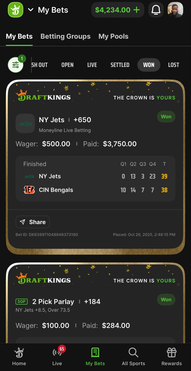 PlusMoneyRick's tweet photo. NFL Week 8 Recap 🚨

🐳 play cashed again 
🐳 play chargers ✅
🐳plays are 8-3 on the season 

Lost my survivor entry with the Bengals 
Made a decent profit off the hedge with the jets 

Went 4/8 on system plays 

#CircaSurvivor 
#nflbetting 
#DraftKings https://t.co/vZaQTDUIJ1