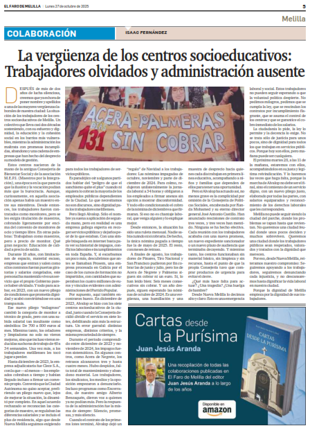 ncmelilla's tweet photo. Todo un calvario para esos trabajadores olvidados y maltratados por empresas y administración local. En #NuevaMelilla, seguiremos denunciando cada injusticia, y no descansaremos hasta dignificar la vida laboral de nuestros trabajadores. https://t.co/eLZfCeV9zi