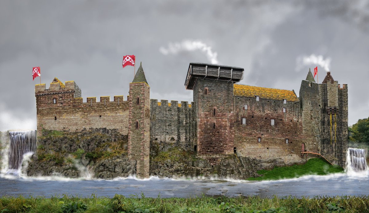 Hailes Castle, East Lothian (Scotland). My siege drawing from 1983 (before  I had a real understanding of arms/armour \u0026 castle reconstruction detail)  and my Paint reconstruction from 2020. A Hepburn family stronghold, image size:1200x693