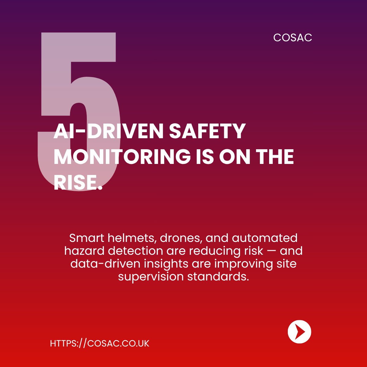 Cosac_Safe2Site's tweet image. 🤖 AI is transforming site safety.

Drones, smart helmets, and automated hazard monitoring are reducing risk and improving supervision.

#Construction2025 #COSAC #Safe2Site #DigitalConstruction #CSCS #CITB #Construction
