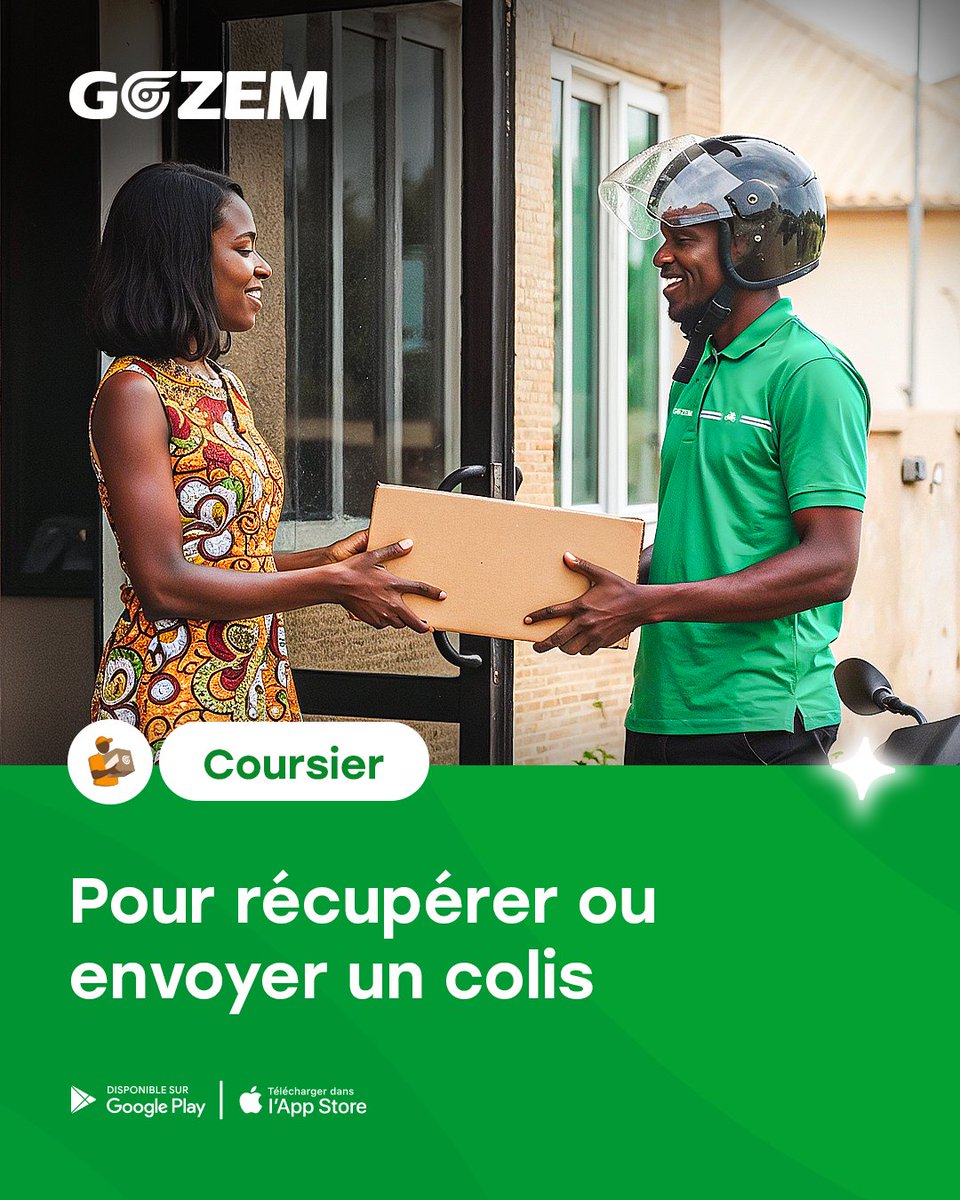 Gagnez du temps et de la tranquillité d'esprit ! 
Vos colis livrés en toute sécurité avec :
✅ Tarif fixe connu d'avance
📍 Suivi en temps réel

Ouvrez l'appli, cliquez sur l'icône "Coursier", entrez les détails et... Hop ! Un coursier prend le relais.

#GozemTogo  #Coursier