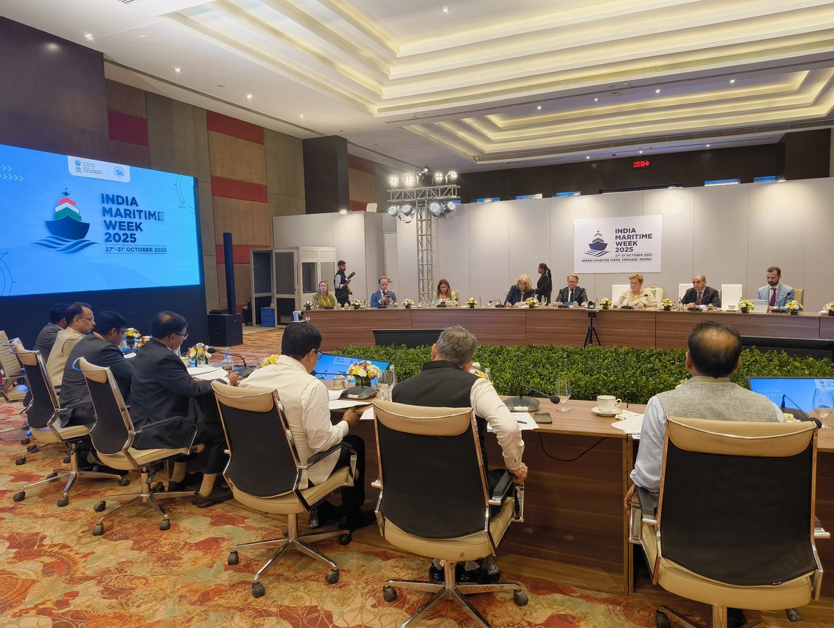 Had an excellent meeting with HE Robert Tieman (<a href="/MinisterIenW/">Robert Tieman</a>), Minister of Infrastructure and Water Management, Netherlands, at India Maritime Week 2025 in Mumbai.

The Netherlands is a special friend and a valued partner. Took forward discussions to strengthen cooperation in