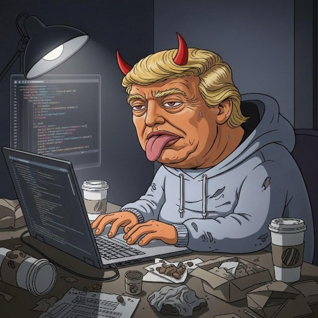 TrumpX_NFTs's tweet photo. Behind every great NFT, there’s a dev losing sleep 💥

$TRMPX : https://t.co/SGf1bTYeqm https://t.co/CjOkNcXeEx