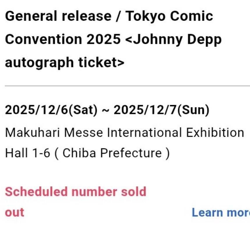 #JohnnyDepp 
Comes to Japan!
Tickets 🎟️ sold out in less than a minute.
Hopefully 🙏 new slots will be created soon.
The #TokyoComicCon2025 ticket giveaway campaign🎉 
from <a href="/THRJapan/">ザ・ハリウッドリポーター ・ジャパン</a> 
is until the 29th!
<a href="/THRJapan/">ザ・ハリウッドリポーター ・ジャパン</a> is waiting for your entries! 🥳
#Giveaway
