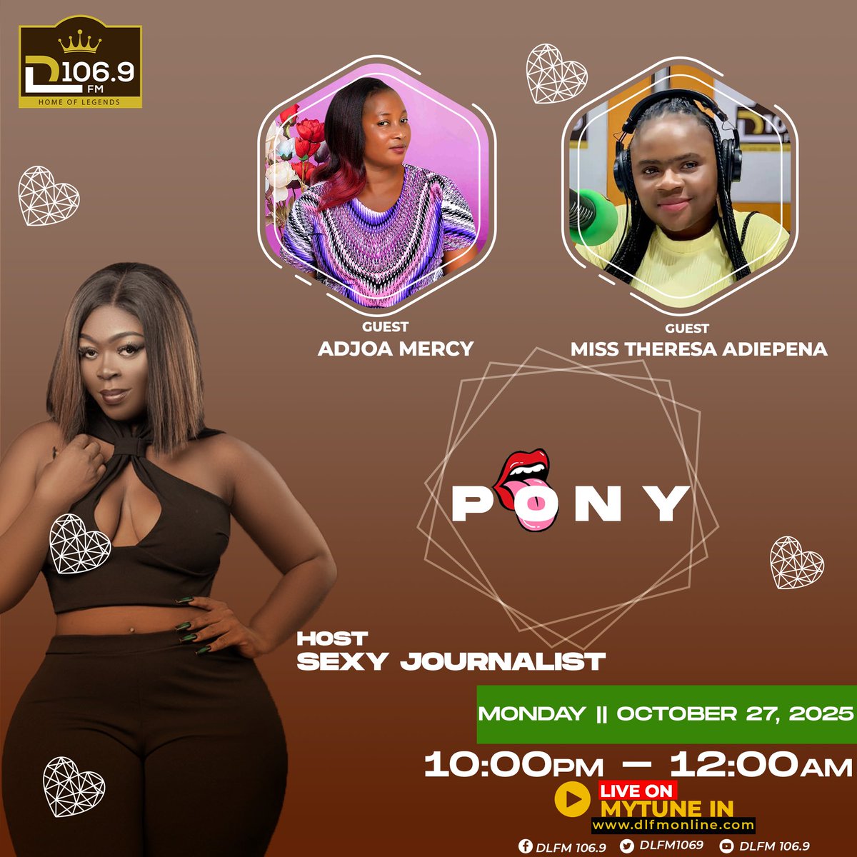 DLFM1069's tweet photo. Catch Pony With Sexy Journalist only on DLFM 106.9, Your ultimate relationship playground! 💫
Tune in, call in, and let’s talk love, laughter, and everything in between. ❤️
#DLFM1069 #PonyOnAir #GhanaRadio #LoveVibes https://t.co/tsSb9kQMX9