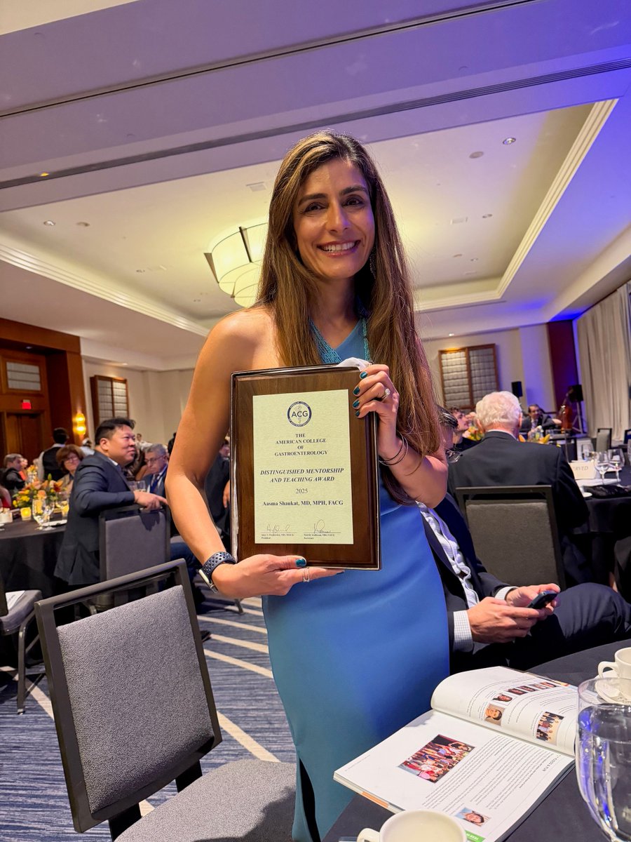 Gastroenterology & Hepatology | NYU Langone Health (@nyulh_gastrohep) on Twitter photo Congratulations again to <a href="/AasmaShaukatMD/">Aasma Shaukat MD MPH</a> , recipient of the <a href="/AmCollegeGastro/">ACG</a> Distinguished Mentorship & Teaching Award at #ACG2025! Thank you Dr. Shaukat for your outstanding dedication & mentorship contributions in GI research, clinical care, & career growth <a href="/MarkPochapin/">Mark B. Pochapin, MD</a> Congratulations again to <a href="/AasmaShaukatMD/">Aasma Shaukat MD MPH</a> , recipient of the <a href="/AmCollegeGastro/">ACG</a> Distinguished Mentorship & Teaching Award at #ACG2025! Thank you Dr. Shaukat for your outstanding dedication & mentorship contributions in GI research, clinical care, & career growth <a href="/MarkPochapin/">Mark B. Pochapin, MD</a>
