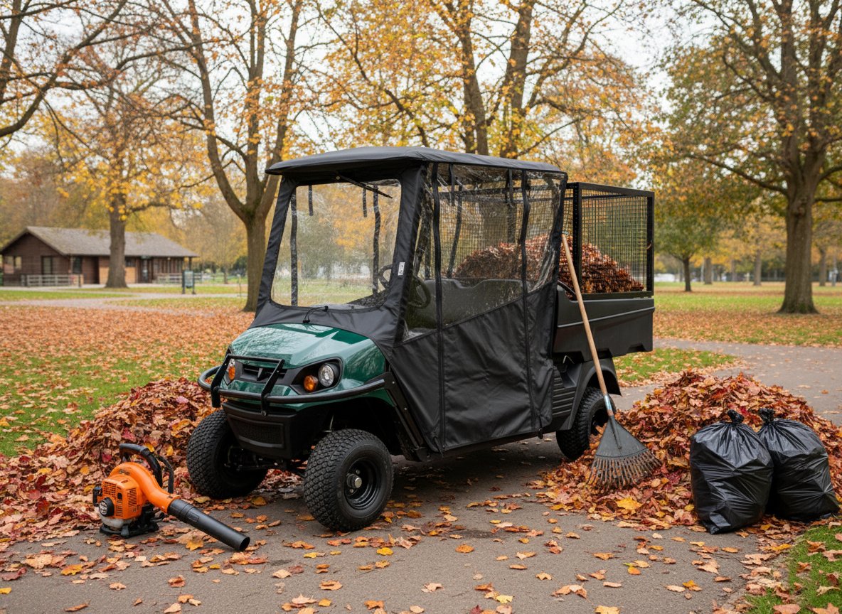 Autumn efficiency, built by Golf Car UK and CustomBox.
This custom rear cage for the Cushman Haulier is designed with parks, estates, and groundkeeping teams in mind, making leaf collection and maintenance tasks quicker, cleaner, and more efficient.

golfcaruk.com