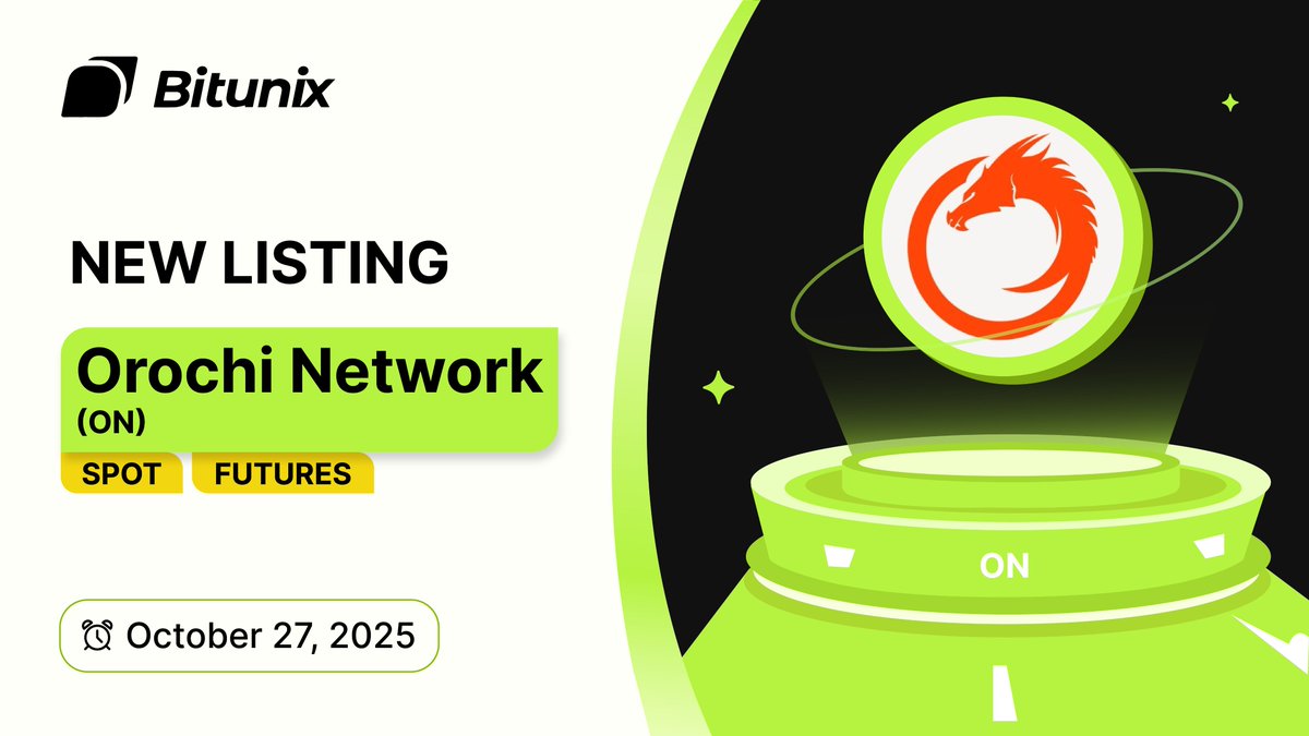 BitunixOfficial's tweet image. 📣 $ON @OrochiNetwork Trading is now available on Bitunix!
🚀 Spot Trading bitunix.com/spot-trade/ONU…
🔥 Futures Trading bitunix.com/contract-trade…
ℹ️ More Details bitunix.com/coin-introduce…