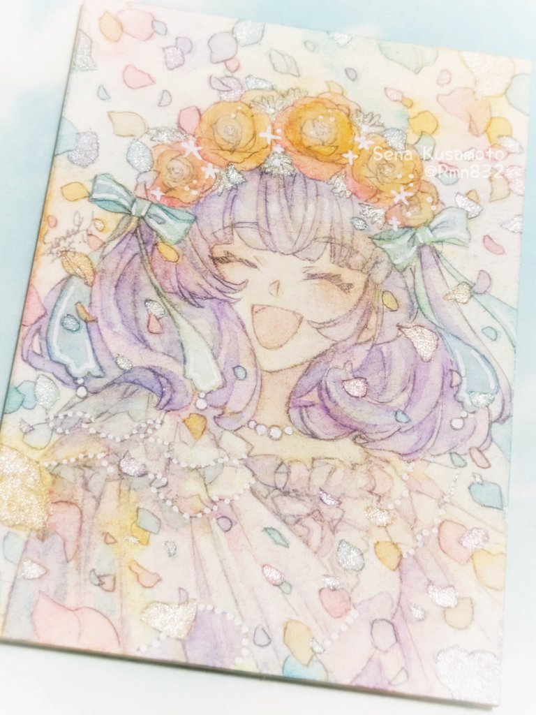「「一緒に行こっか!」 ATC(64mm×89mm)2枚目完成。」|蒼下 せな＊3/28 通販追加のイラスト