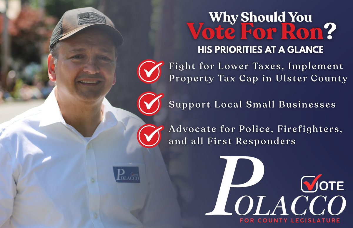 GOPSaugerties's tweet photo. Vote Ron Polacco for District 2 County Legislator! https://t.co/BdL77p5Yz6