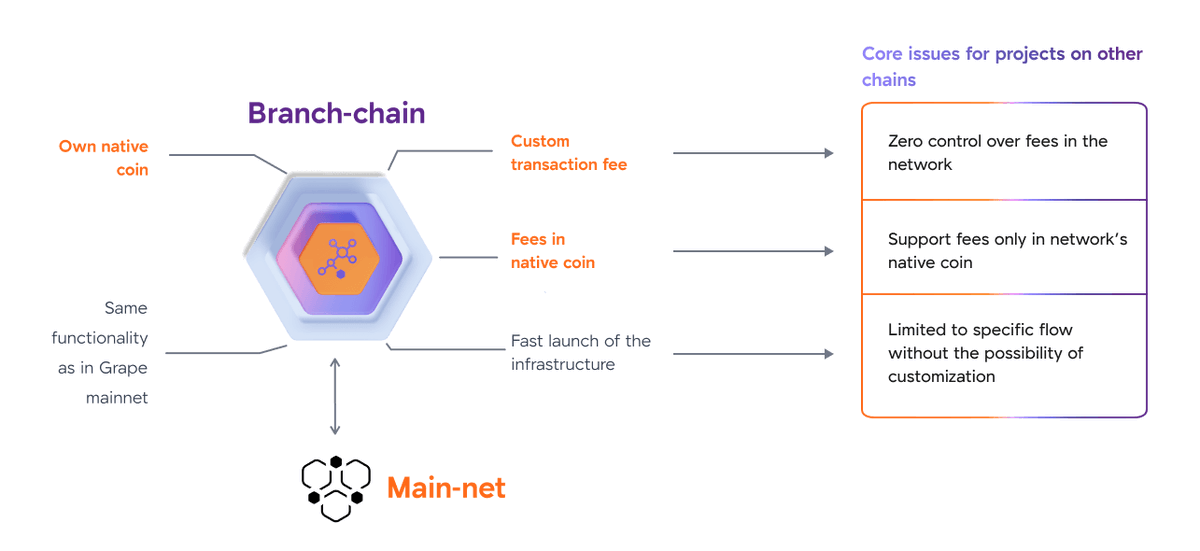 Projects that require maximum flexibility will be able to launch a branch-chain and contribute to Grape’s infrastructure. 🍇