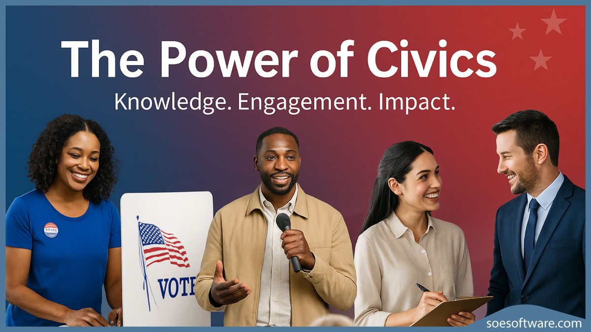 SOESoftware's tweet image. Today we celebrate #NationalCivicsDay — a reminder that understanding how government works empowers every citizen to make a difference.

Knowledge. Engagement. Impact.

#PowerOfCivics #CivicEngagement #TrustedTogether