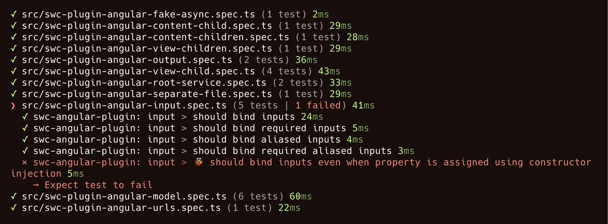 yjaaidi's tweet image. One of my favorite @vitest_dev features: "test.fails()"
It caught a bug that vanished after updating SWC — before I even had time to put my apron on and dive in.
Without it, that issue would still be open.
Watch it in action 👇
#angular #javascript #testing