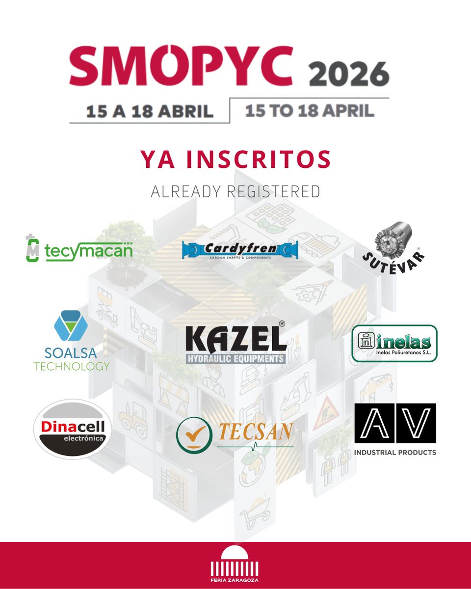 💥Nuevos expositores, más innovación y toda la fuerza del sector se darán cita en #SMOPYC2026,  del 15 al 18 de abril de 2026 en Feria de Zaragoza.