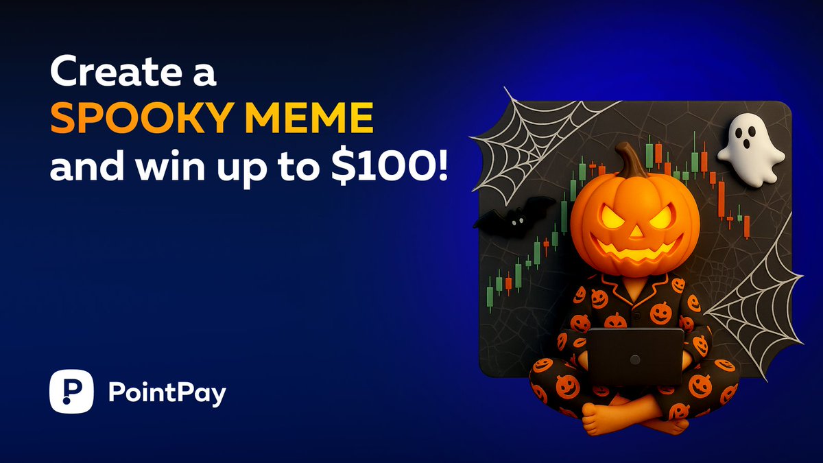 PointPay1's tweet photo. 🎃 Absolutely terrifying! PointPay has just announced the Halloween Meme Contest! 👻

It’s time to unleash your creativity, humor, and maybe even scare others with your spooky creations. Join the contest to have some fun and win valuable prizes! 💰

🏆 Prizes:
🥇 1st place - $100 in PXP (credited to your PointPay account!)
🥈 2nd place - $60 in PXP
🥉 3rd place - $40 in PXP

🪄 How to participate? It’s simple!

Like and repost, then create your own Halloween-themed meme about PointPay and post it on X with the hashtag #PointPayHalloween2025. The format can be anything - an image, a video, or whatever you like!

#MemeContest #crypto #Halloween #contest #meme #prizes