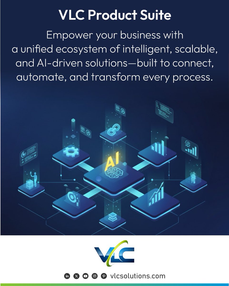 vlcsolutions's tweet image. VLC Solutions offers integrated, AI-enabled products that enhance business operations, connecting systems and optimizing workflows to achieve higher efficiency through innovative approaches.
vlcsolutions.com/products.html #VLCSolutions #BusinessTransformation #AIDrivenInnovation #ERP