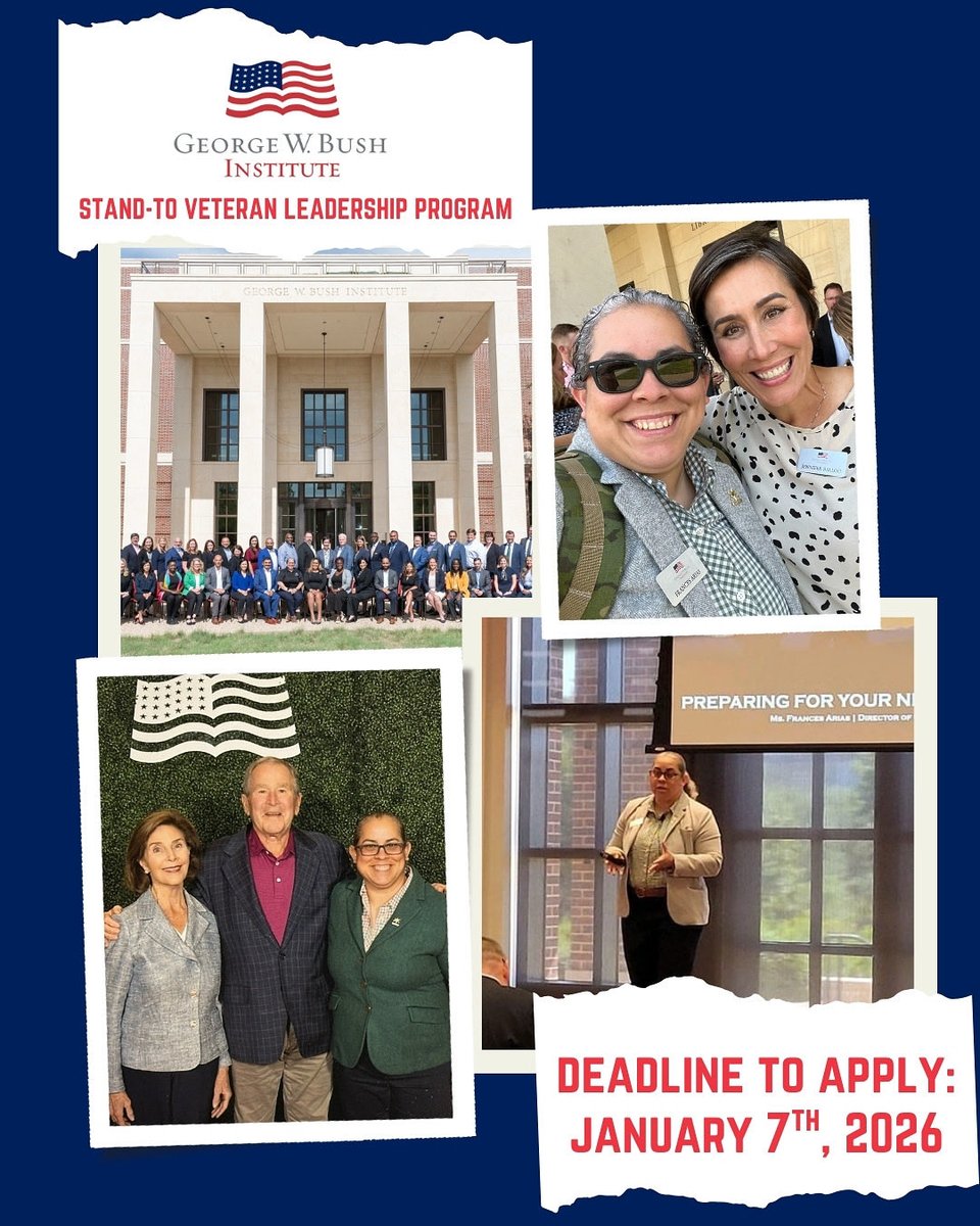 fanfi85's tweet image. Proud to be a #StandTo Veteran Leadership Program Scholar &amp;amp; part of this unique community. This @TheBushCenter program unites diverse leaders committed to driving positive impact for veterans &amp;amp; their families. Learn more &amp;amp; apply for the Class of 2026 at bushcenter.org/veteran-leader…