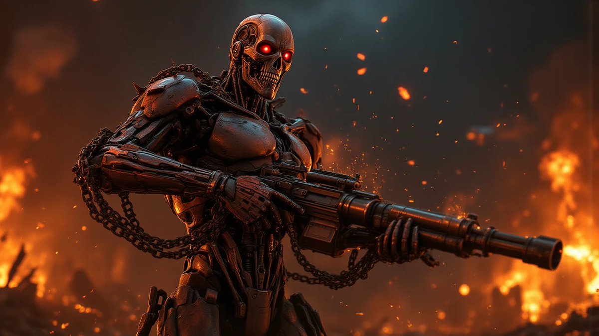 Angelus253's tweet image. Dans les flammes de l&apos;apocalypse, je suis le feu qui ne s&apos;éteint pas. Armé d&apos;acier et de rage, je forge mon empire. Qui ose me défier ?  @CyberpunkGame
 @Terminator
 @DiffusionPics
 @SciFiArchives
 #CyberRevolution #Unstoppable #TerminatorVibes