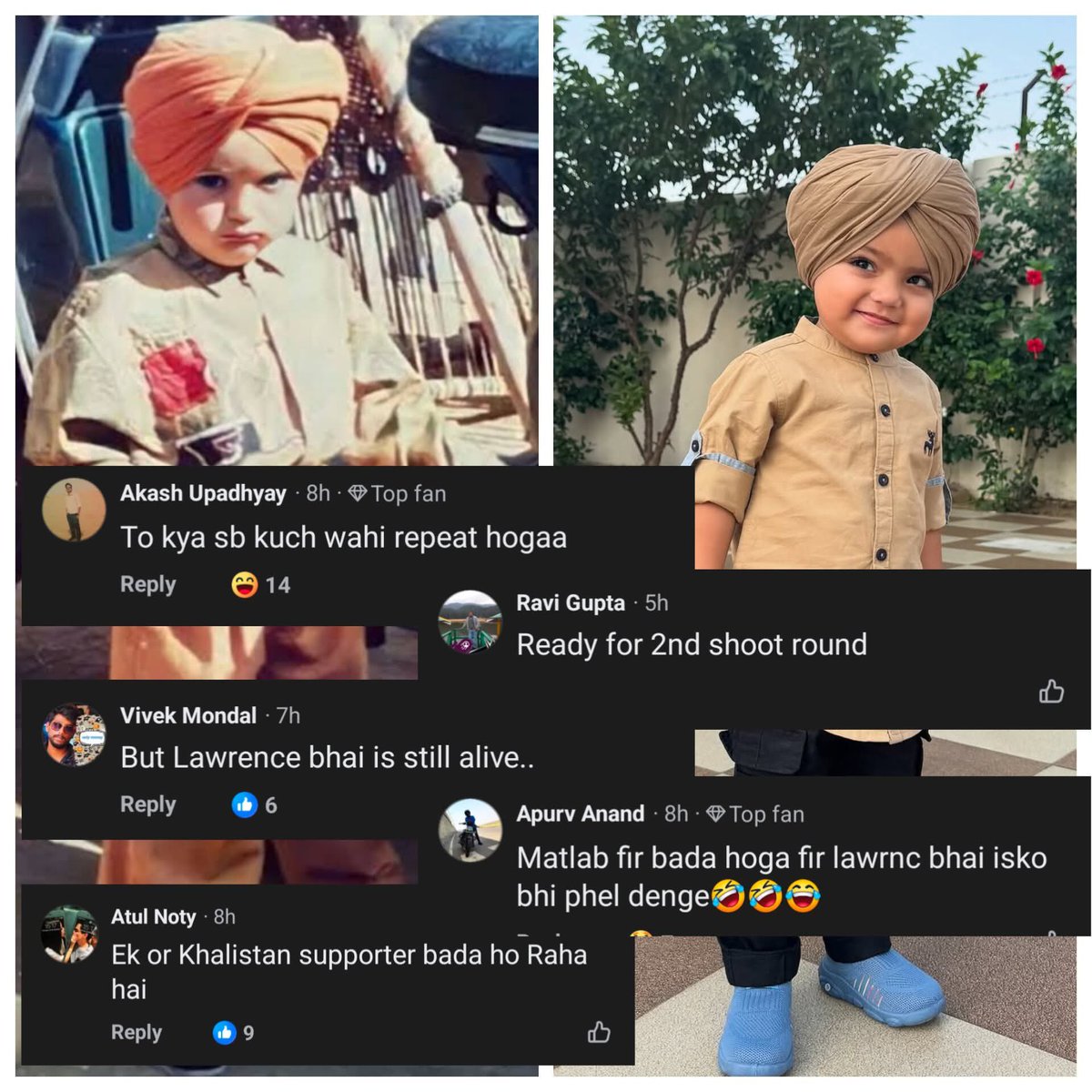 Tractor2twitr_P's tweet image. What made Akash Upadhyay, Vivek Mondal, Atul Noty, Ravi Gupta, and Apurv Anand wish death upon a child barely a few years old … just because he is Moosewala’s brother?

Wishing harm to a child and glorifying a terrorist as a hero shows the frightening level of radicalization in…