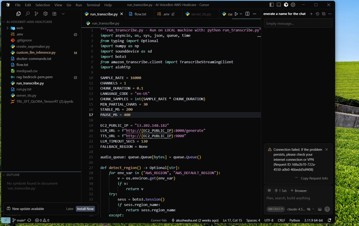 Ashish Kushwaha (@ashishllm) on Twitter photo Yoo, I built a real-time TTS broadcast system 
 — fully on AWS.
FastAPI + WebSocket on EC2.
Streams audio via RealtimeTTS & Coqui TTS.
POST /say → instantly plays on all clients.
Latency stats:
TTFT: ~17 ms
Tokens: 512
Gen time: 10.12 s
Throughput: 50.57 t/s Yoo, I built a real-time TTS broadcast system 
 — fully on AWS.
FastAPI + WebSocket on EC2.
Streams audio via RealtimeTTS & Coqui TTS.
POST /say → instantly plays on all clients.
Latency stats:
TTFT: ~17 ms
Tokens: 512
Gen time: 10.12 s
Throughput: 50.57 t/s