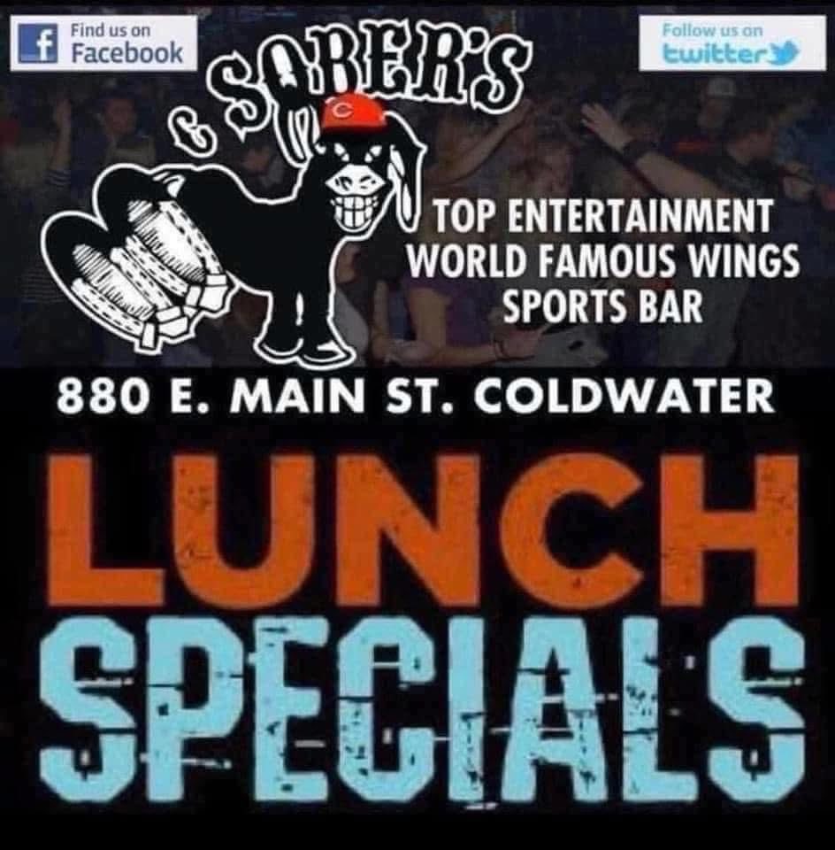 Weekly specials-

Monday-
Cheeseburger
Stuffed pepper soup

Tuesday-
Fried chicken
Mashed potatoes
Corn

Wednesday-
Pork chops
Fried potatoes
Coleslaw

Thursday-
Baked ziti
Toss salad
Garlic bread

Friday-
Country fried steak
Mashed potatoes
Apple sauce