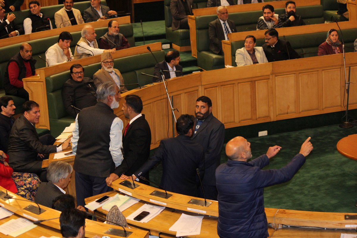 Chief Minister Omar Abdullah, along with Cabinet Ministers and MLAs, attends the autumn session of the Jammu and Kashmir Legislative Assembly in Srinagar, on Monday.