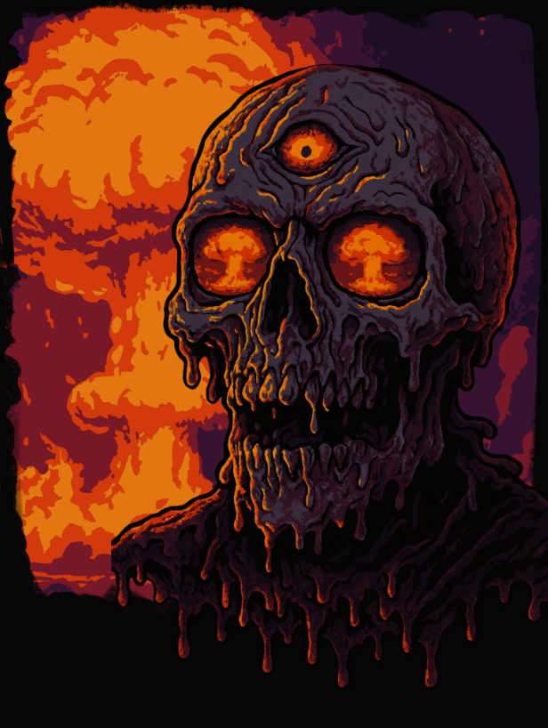 tokebi_artist's tweet image. Design selected to be in a dubstep concert poster! Melty skull at your service. #commissioned #skullart #nuclearblast #dubstepmusic #web3artist #solana