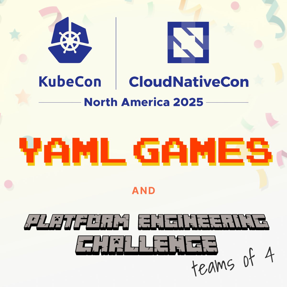 danielepolencic's tweet image. I designed two things for KubeCon Atlanta that I'm proud of:
👾 @YamlGames: 10-min quiz rounds. Same format as our Advanced K8s workshop yaml.games
🔨 Platform Engineering Challenge: Teams of 4 build a platform in 90 mins ku.bz/-Rz3DBccC