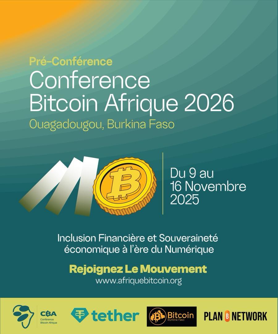 btcafriquefr's tweet image. L’Afrique reprend le contrôle de sa souveraineté économique avec le Bitcoin.

Rejoignez nous à la Pré-Conférence Bitcoin Afrique 2026

📅 Du 9 au 16 novembre 2025
📍 Ouagadougou, Burkina Faso

Thème : Inclusion financière &amp;amp; souveraineté à l’ère du numérique.

Pas de promesses.…