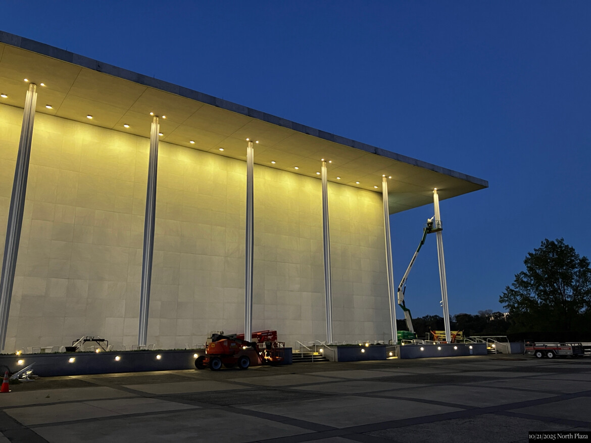 Donald J. Trump Truth Social Post 03:14 AM EST 10/27/25 

The new TRUMP KENNEDY, whoops, I mean, KENNEDY CENTER, columns, beautifully painted in a luxuriant white enamel color, replacing the fake looking gold paint that was there for years. Many major improvements are being made,