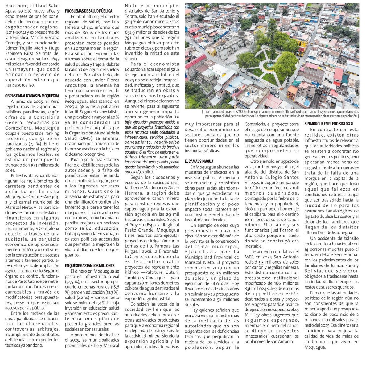 ivancio4's tweet photo. Estupendo análisis de @prensaregional_ sobre el canon y la tributación minera. 
El distrito de Torata, por ejemplo ha recibido casi mil millones en los últimos años y ¡no hay “desarrollo”!
Compartir!!! 
#peru
#mineria https://t.co/qalNO84ThY