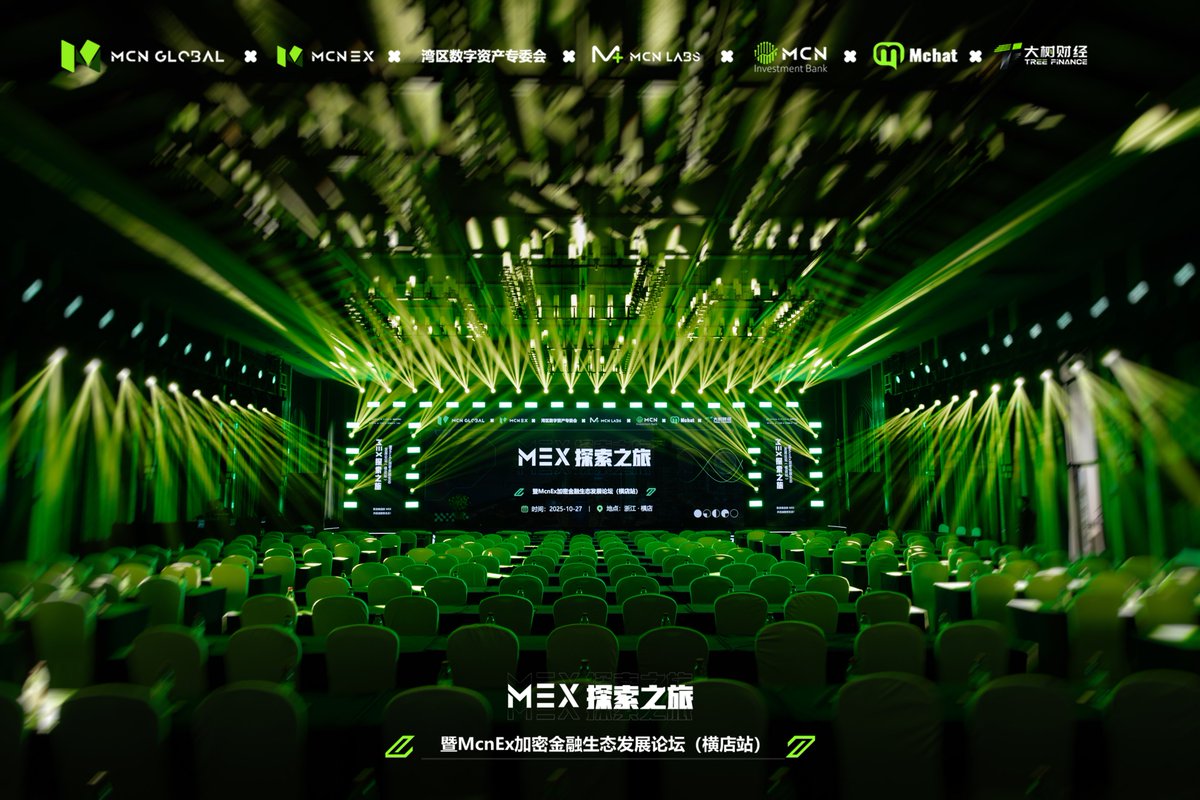 MCNEx_web3's tweet image. 👏On October 27, 2025, the MEX Exploration Journey & McnEx Crypto Finance Ecological Development Forum (Hengdian Station) was successfully held at the Radisson Dragonview Hotel, Hengdian Movie Town, Zhejiang.
🔍Under the theme “Exploring MEX, Discussing the New Crypto Ecology”,…