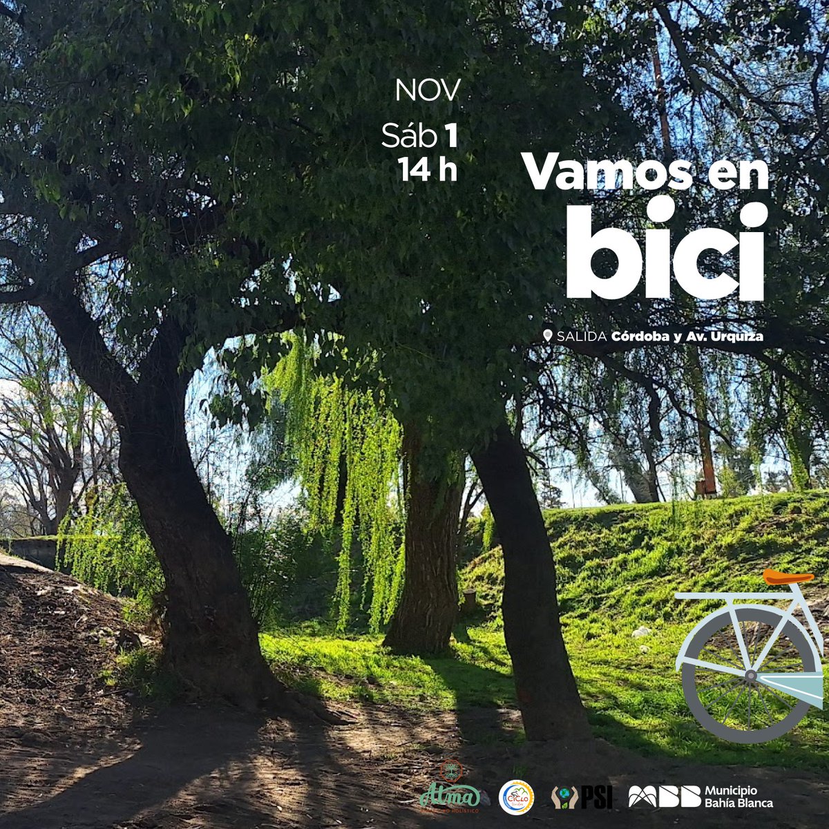 🚴 Vamos en bici "Una mirada hacia la sustentabilidad" 
📆 Sábado 1 de noviembre, 14hs. 
📝 Inscripciones: forms.gle/vRyviijcFdTA2z…
🚲Distancia total: 11 km - Dificultad baja- Uso de casco obligatorio
📍Punto de encuentro: Av. Córdoba y Urquiza
⛈️Sujeto a condiciones climáticas