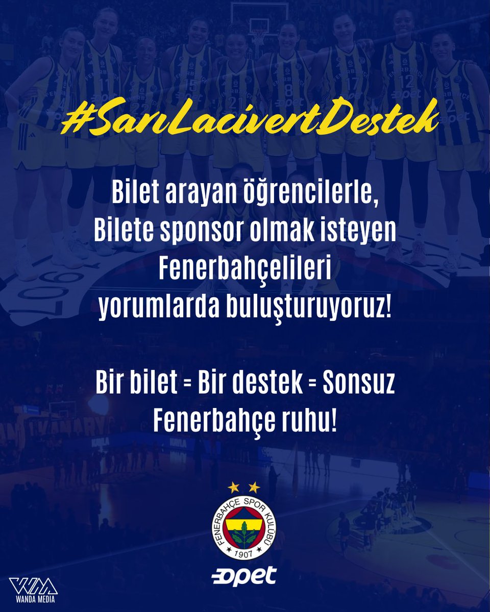🔥 Avrupa’da Yeni Bir Zafer İçin! 💪

29 Ekim Çarşamba günü, Fenerbahçe Opet Kadın Basketbol Takımımız, evimizde, Ülker Spor ve Etkinlik Salonu'nda DVTK HunTherm ile karşılaşıyor!
Sen gelemiyorsan bile, takımımıza destek olmanın bir yolu var. 🎟️

💛 Bilet arayan öğrencilerle,
💙