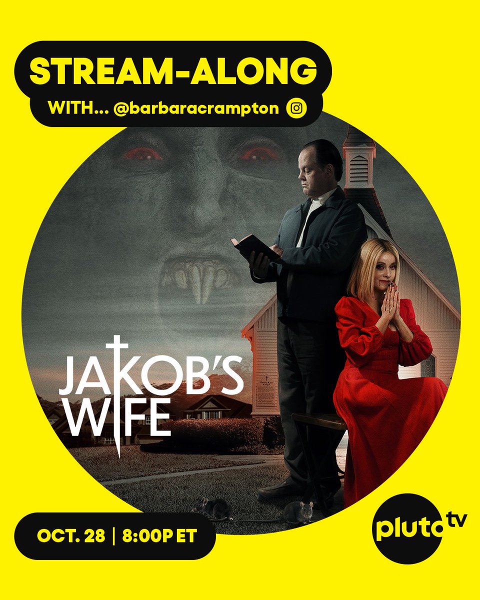 TOMORROW at 8pm ET, join me on Instagram LIVE for a #PlutoTVStreamAlong of JAKOB’S WIFE! I’ll be joined by director <a href="/TravisStevens/">TravisStevens</a> co-star <a href="/bonnieaarons1/">Bonnie Aarons</a> and more!!! Thanks <a href="/PlutoTV/">Pluto TV</a> 🧛‍♀️