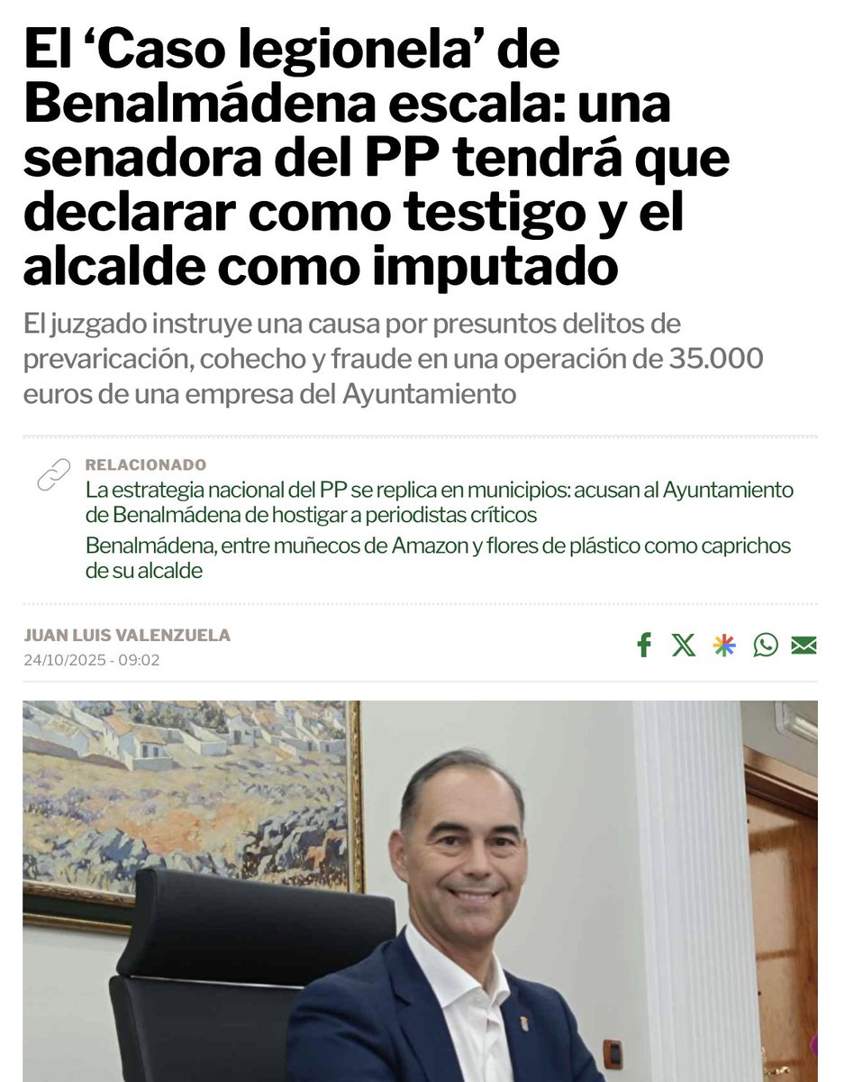navas_victor's tweet photo. 👩‍⚖️La jueza instructora ha citado a declarar como testigo a Lucía Yeves, senadora del PP por Málaga, en el marco de este conocido ya como “Caso legionela”. 

🏦 Yeves fue la número dos en la candidatura de Juan Antonio Lara en las elecciones municipales de 2023 y ocupó la Concejalía de Educación antes de dar el salto al Senado tras los comicios generales.

🔗Puedes leer la noticia aquí:

https://t.co/BMR3a6rx83

#Benalmadena 
#LaraAusente 
#LaCiudadQueMerecemos
#ElGobiernoDelHumo