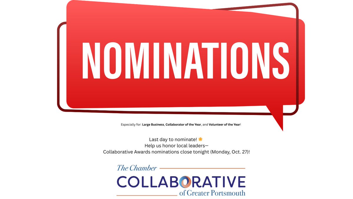 ⏱️ It only takes 2 minutes to nominate (or up to 20 if you’re writing in iambic pentameter). Totally worth it either way. FORM: portsmouthchamber.org/events/details…