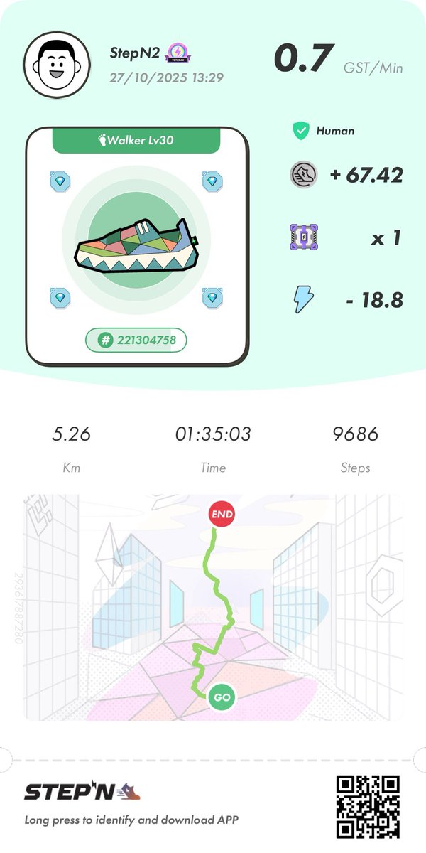 LearnwithpandaX's tweet image. Walking for box today in #StepN, #move2earn, #crypto, #cryptocurrency, #movetoearn