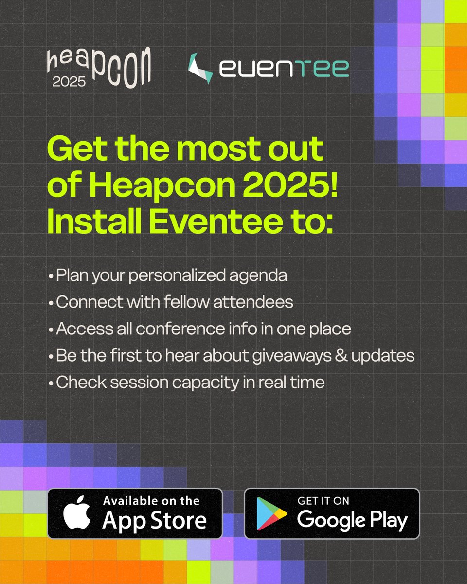 Heapconf's tweet image. Your #Heapcon2025 digital sidekick is here — @eventeeco!
Explore talks, plan your schedule, and connect with fellow attendees.
Everything you need for an epic tech conference, right in your pocket. 🔥
#Eventee #TechConference #Developers #eventapp