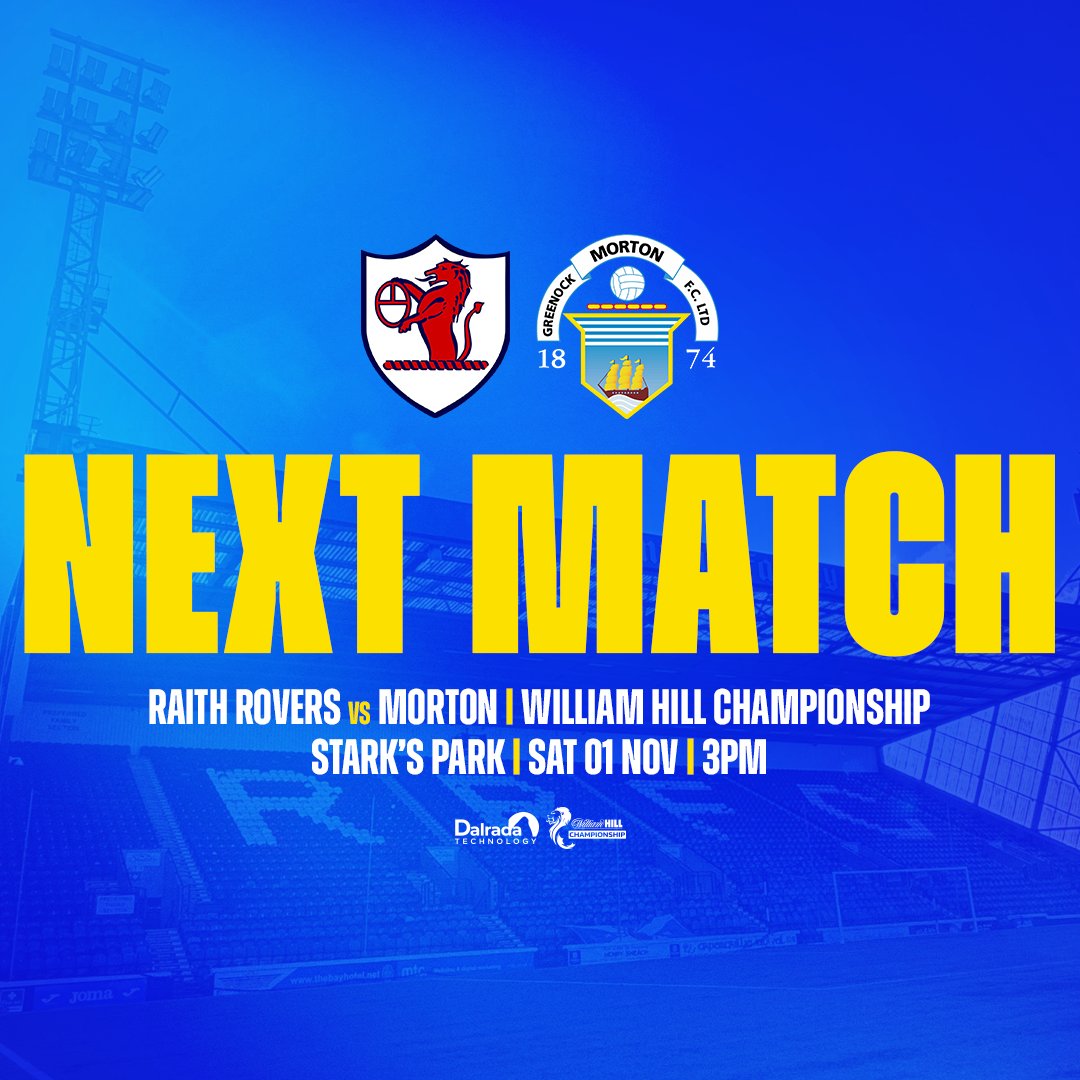 ➡️ 𝐔𝐩 𝐍𝐞𝐱𝐭
 
On the road to face Raith Rovers at Stark's Park this Saturday.
 
Tickets for this match are available to purchase on Fanbase.
 
➡️ bit.ly/4oHTWes